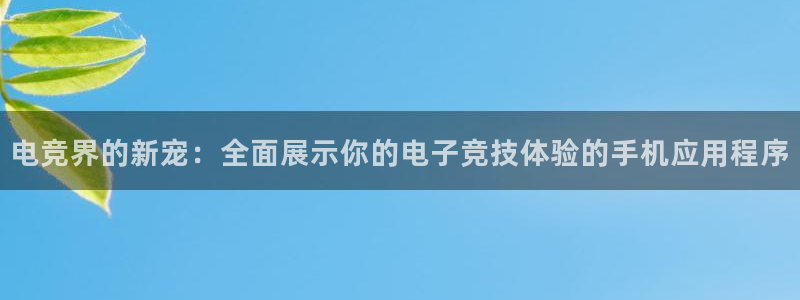 ky开元电竞：电竞界的新宠：全面展示你的电子竞技体验的手机应用程序